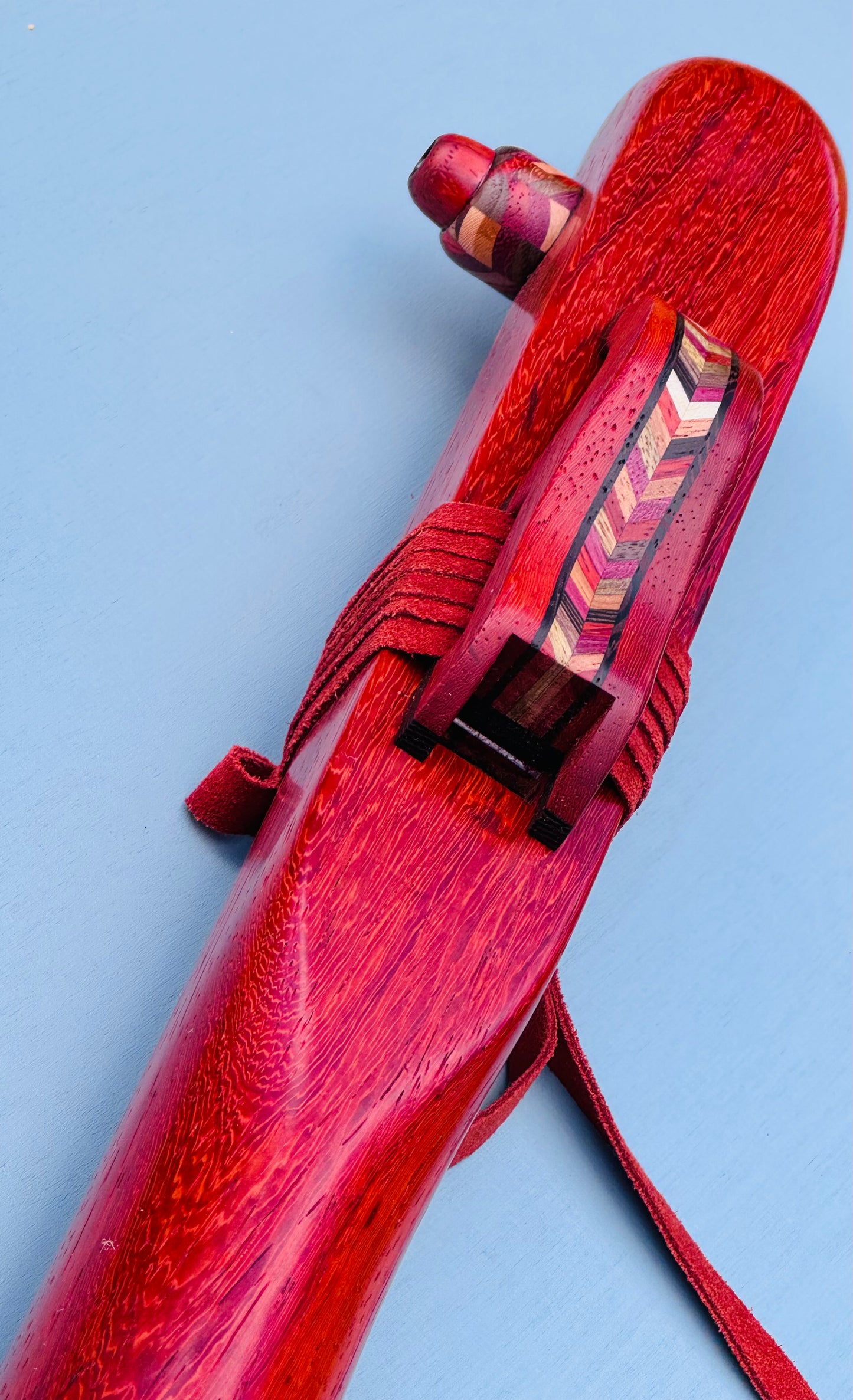 Native American style bass flute Red padouk low A 432Hz