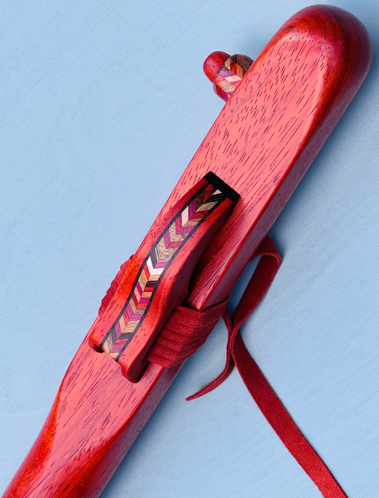 Native American style bass flute Red padouk low A 432Hz