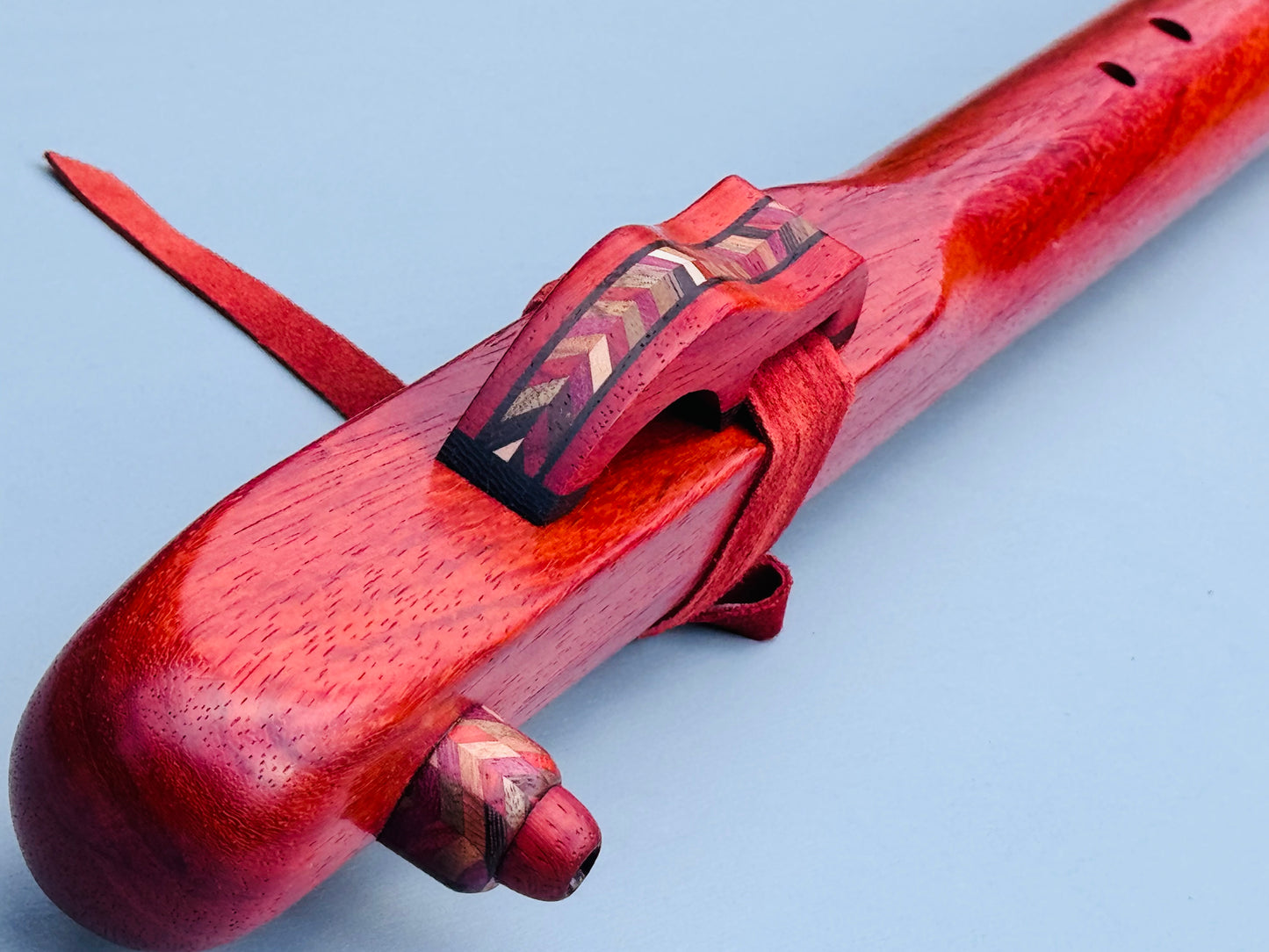 Native American style bass flute Red padouk low A 432Hz