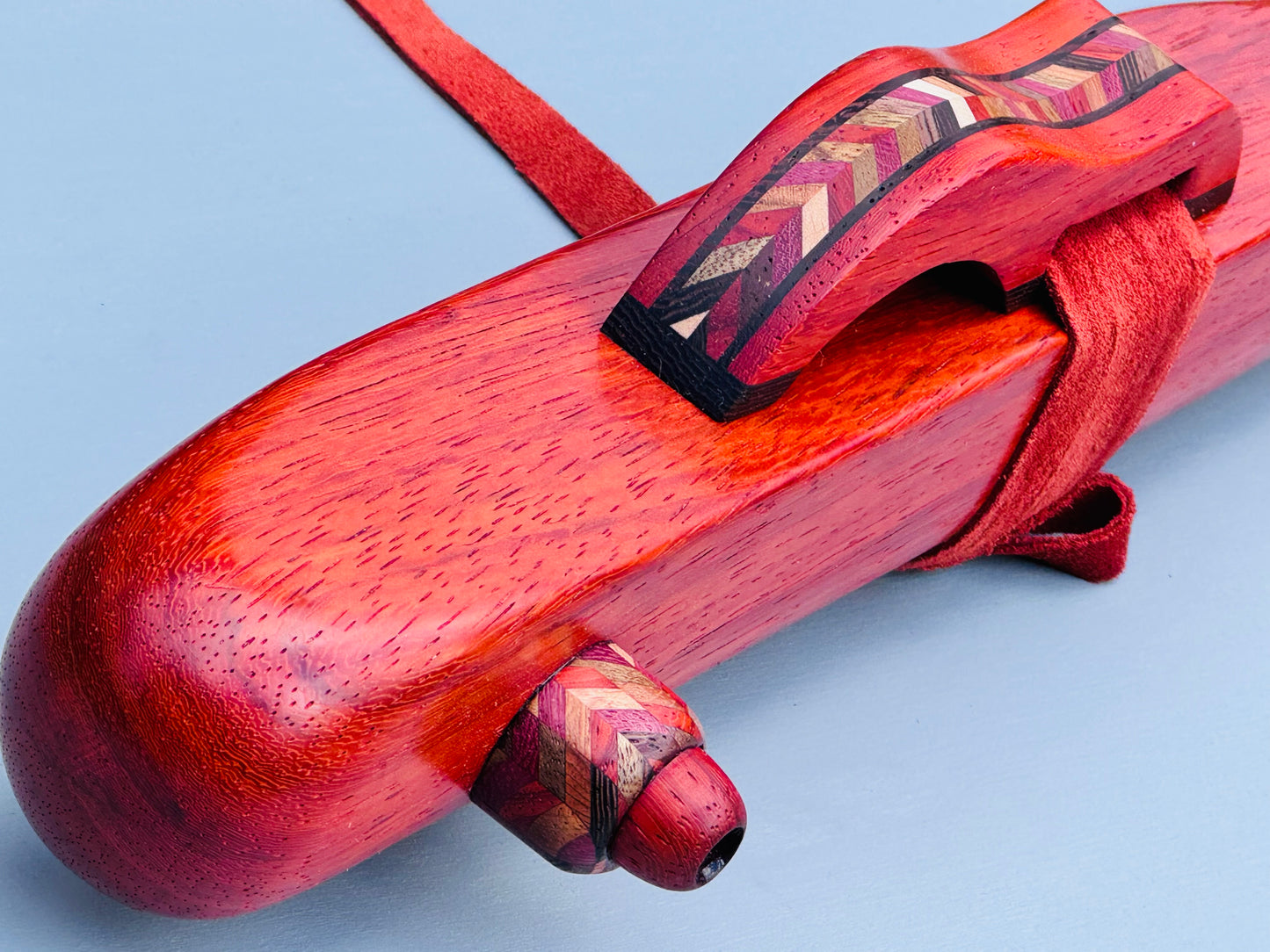 Native American style bass flute Red padouk low A 432Hz