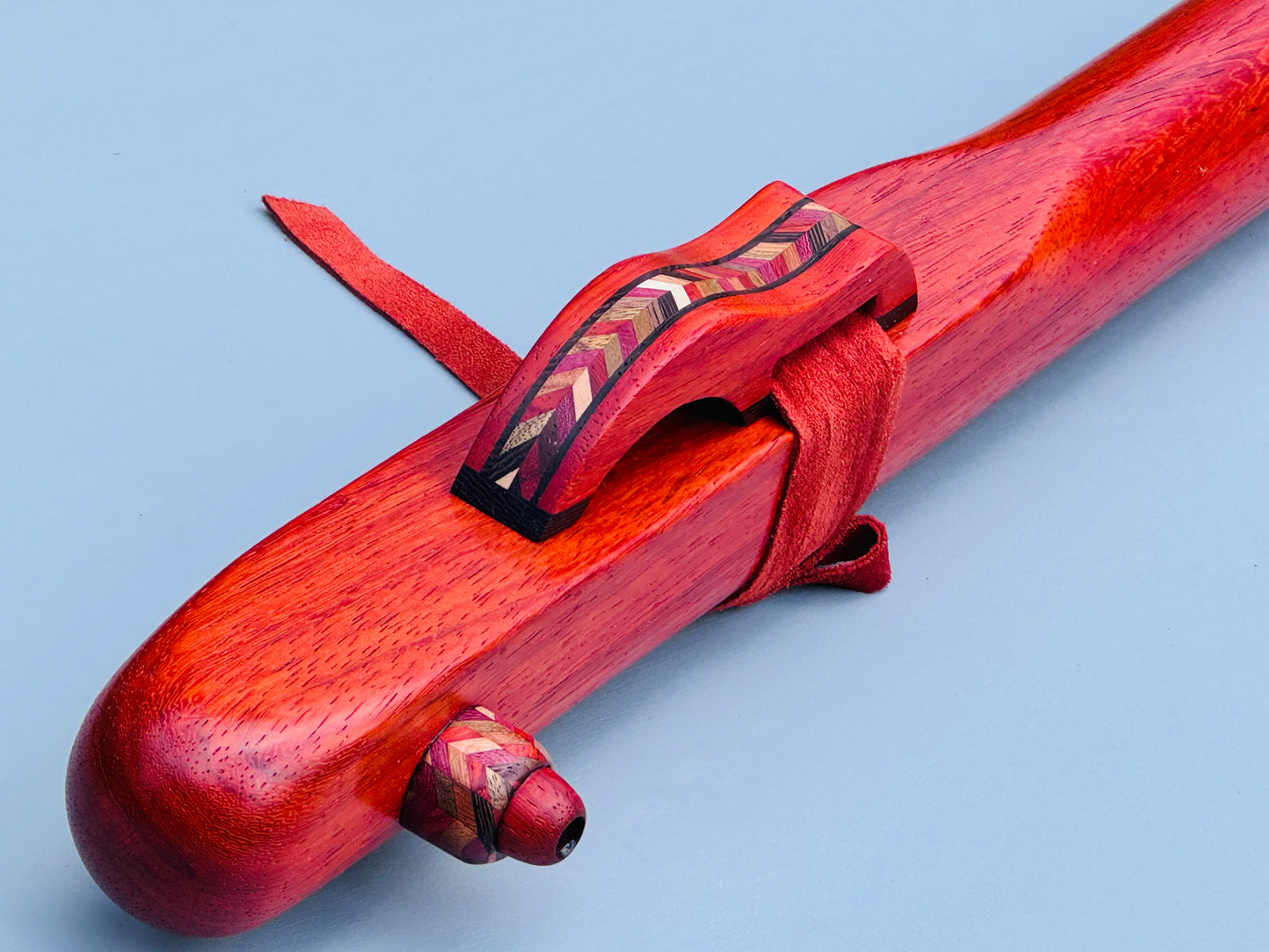 Native American style bass flute Red padouk low A 432Hz